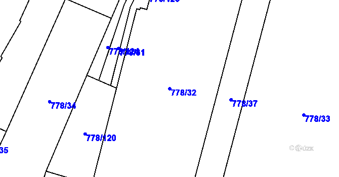 Parcela st. 778/32 v KÚ Dolní Rychnov, Katastrální mapa