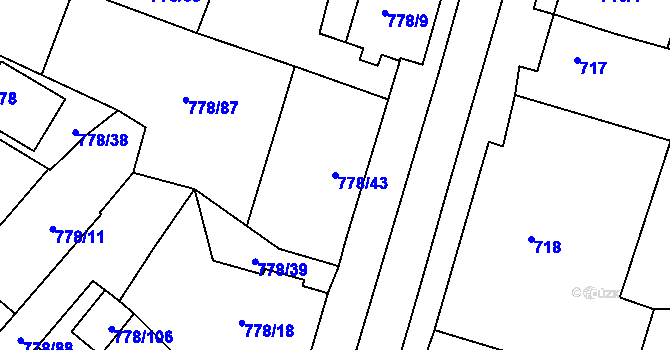 Parcela st. 778/43 v KÚ Dolní Rychnov, Katastrální mapa