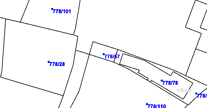 Parcela st. 778/57 v KÚ Dolní Rychnov, Katastrální mapa