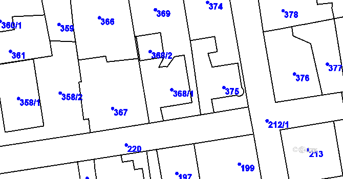 Parcela st. 368/1 v KÚ Dolní Rychnov, Katastrální mapa