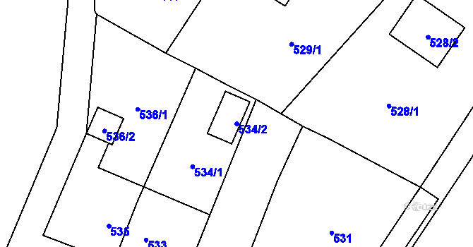 Parcela st. 534/2 v KÚ Dolní Rychnov, Katastrální mapa