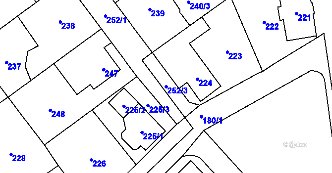Parcela st. 252/3 v KÚ Dolní Rychnov, Katastrální mapa