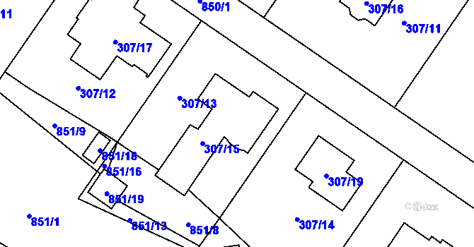 Parcela st. 307/15 v KÚ Dolní Rychnov, Katastrální mapa