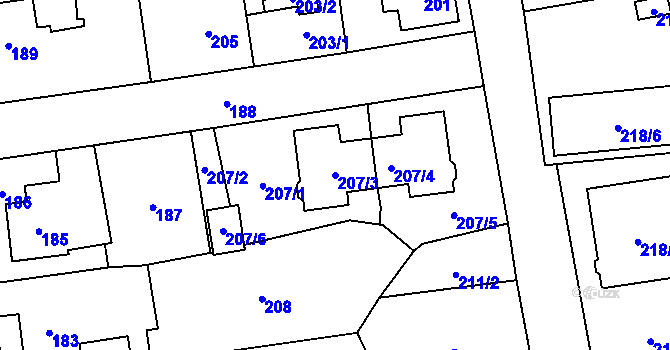 Parcela st. 207/3 v KÚ Dolní Rychnov, Katastrální mapa