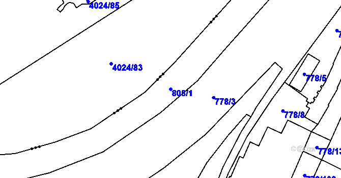 Parcela st. 808/1 v KÚ Dolní Rychnov, Katastrální mapa