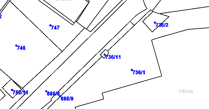 Parcela st. 736/11 v KÚ Dolní Rychnov, Katastrální mapa