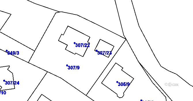 Parcela st. 307/23 v KÚ Dolní Rychnov, Katastrální mapa