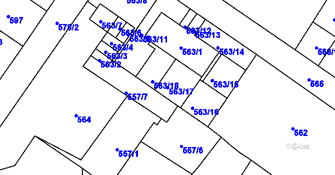 Parcela st. 563/17 v KÚ Dolní Rychnov, Katastrální mapa