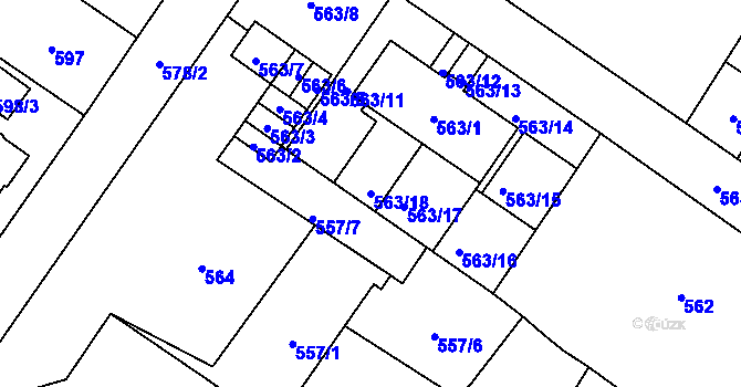 Parcela st. 563/18 v KÚ Dolní Rychnov, Katastrální mapa