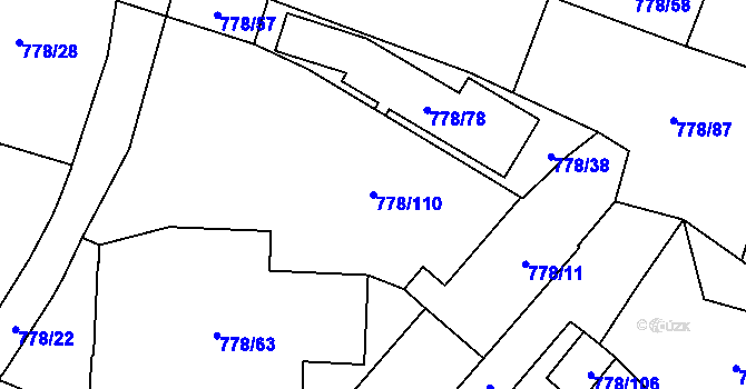 Parcela st. 778/110 v KÚ Dolní Rychnov, Katastrální mapa