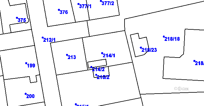 Parcela st. 214/1 v KÚ Dolní Rychnov, Katastrální mapa