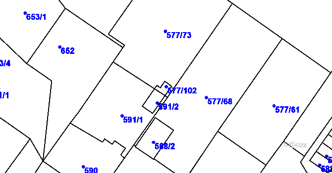 Parcela st. 577/102 v KÚ Dolní Rychnov, Katastrální mapa