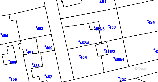 Parcela st. 452/5 v KÚ Dolní Rychnov, Katastrální mapa
