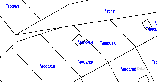 Parcela st. 4002/61 v KÚ Těšovice, Katastrální mapa