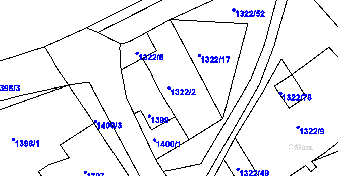 Parcela st. 1322/2 v KÚ Těšovice, Katastrální mapa