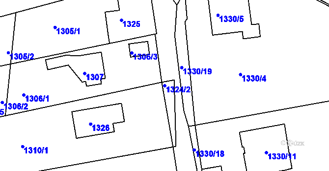 Parcela st. 1324/2 v KÚ Těšovice, Katastrální mapa