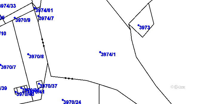 Parcela st. 3974/1 v KÚ Těšovice, Katastrální mapa