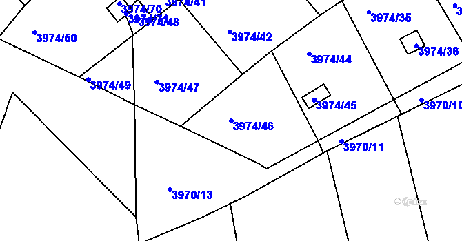 Parcela st. 3974/46 v KÚ Těšovice, Katastrální mapa