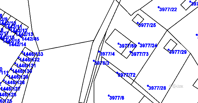 Parcela st. 3977/4 v KÚ Těšovice, Katastrální mapa