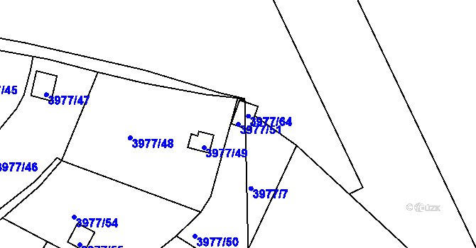 Parcela st. 3977/51 v KÚ Těšovice, Katastrální mapa