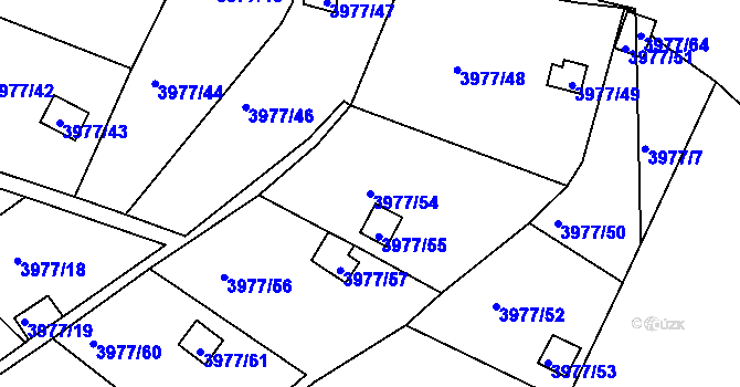 Parcela st. 3977/54 v KÚ Těšovice, Katastrální mapa