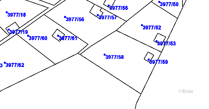 Parcela st. 3977/58 v KÚ Těšovice, Katastrální mapa