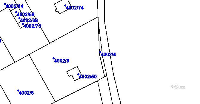 Parcela st. 4002/4 v KÚ Těšovice, Katastrální mapa