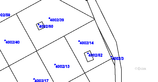 Parcela st. 4002/14 v KÚ Těšovice, Katastrální mapa
