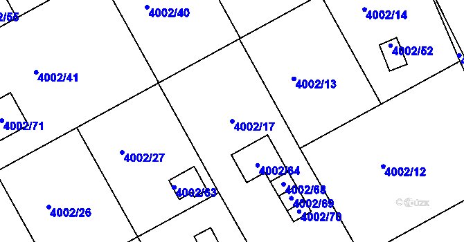 Parcela st. 4002/17 v KÚ Těšovice, Katastrální mapa
