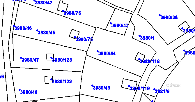 Parcela st. 3980/44 v KÚ Těšovice, Katastrální mapa