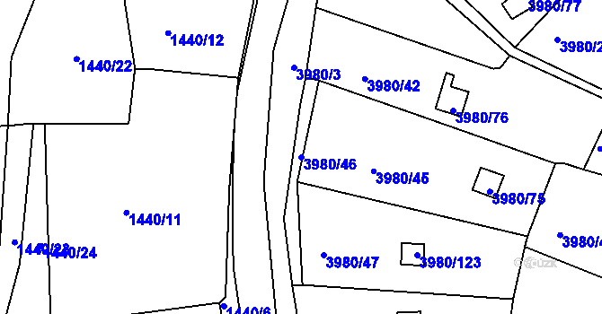 Parcela st. 3980/46 v KÚ Těšovice, Katastrální mapa