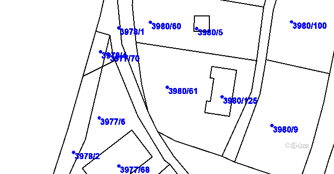 Parcela st. 3980/61 v KÚ Těšovice, Katastrální mapa