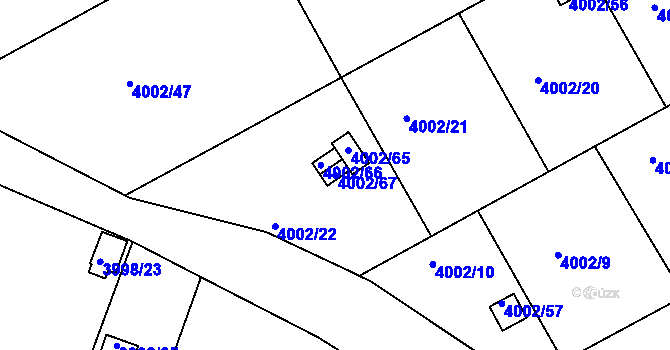 Parcela st. 4002/67 v KÚ Těšovice, Katastrální mapa