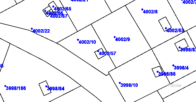 Parcela st. 4002/57 v KÚ Těšovice, Katastrální mapa