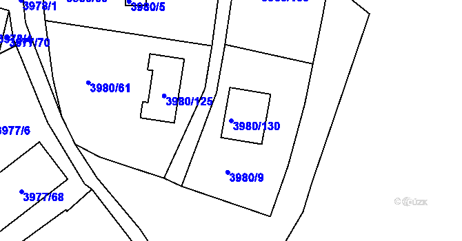 Parcela st. 3980/130 v KÚ Těšovice, Katastrální mapa
