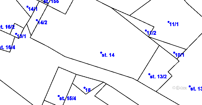 Parcela st. 14 v KÚ Solany, Katastrální mapa