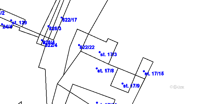 Parcela st. 17/3 v KÚ Solany, Katastrální mapa