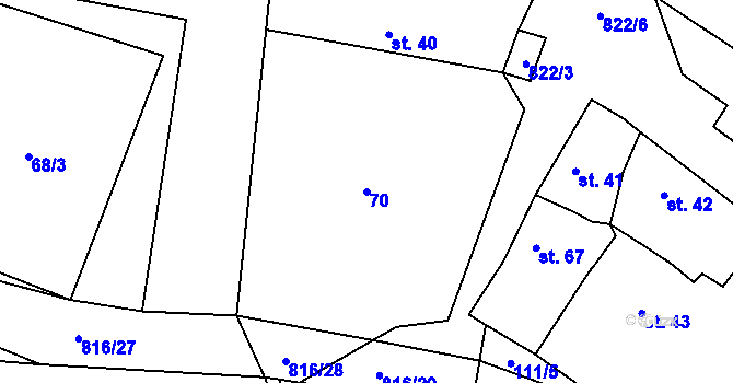 Parcela st. 70 v KÚ Solany, Katastrální mapa