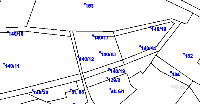 Parcela st. 140/13 v KÚ Solany, Katastrální mapa