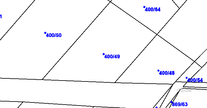 Parcela st. 400/49 v KÚ Solany, Katastrální mapa