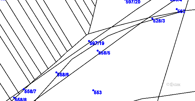 Parcela st. 558/5 v KÚ Solany, Katastrální mapa