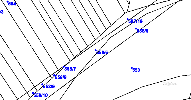 Parcela st. 558/6 v KÚ Solany, Katastrální mapa