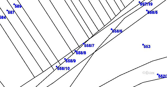 Parcela st. 558/7 v KÚ Solany, Katastrální mapa