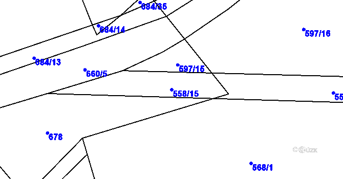 Parcela st. 558/15 v KÚ Solany, Katastrální mapa