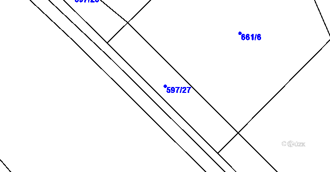 Parcela st. 597/27 v KÚ Solany, Katastrální mapa