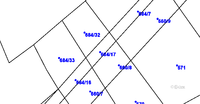 Parcela st. 684/17 v KÚ Solany, Katastrální mapa