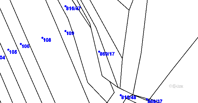 Parcela st. 869/17 v KÚ Solany, Katastrální mapa