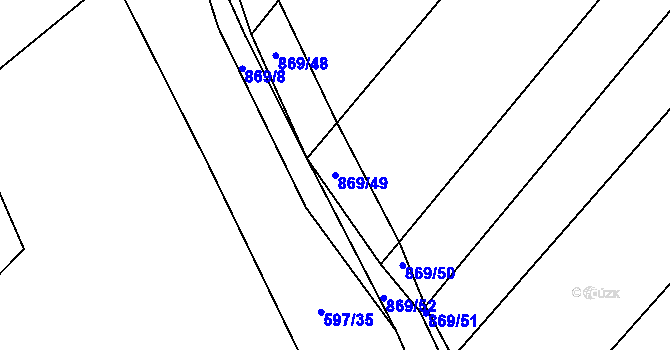 Parcela st. 869/49 v KÚ Solany, Katastrální mapa