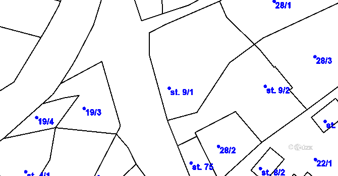 Parcela st. 9/1 v KÚ Malobratřice, Katastrální mapa
