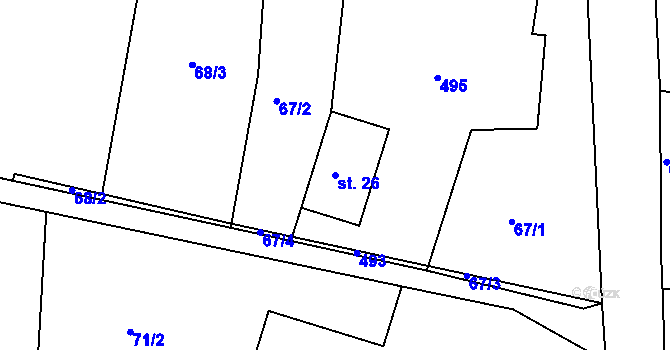 Parcela st. 26 v KÚ Malobratřice, Katastrální mapa